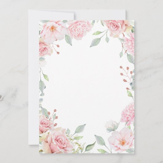 Overvloedige Rozen | Elegante roze bloemenbruiloft Kaart (Achterkant)