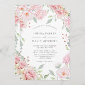 Overvloedige Rozen | Elegante roze bloemenbruiloft Kaart (Voorkant / Achterkant)