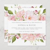 Overvloedige Rozen | Elegante roze bloemenbruiloft Kaart (Voorkant / Achterkant)