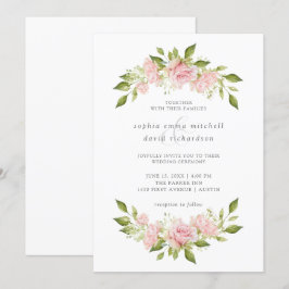 Overvloedige Rozen | Elegante roze bloemenbruiloft Kaart