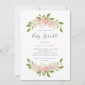Overvloedige Rozen | Pink Floral Baby Sprinkle Kaart (Voorkant)
