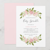 Overvloedige Rozen | Pink Floral Baby Sprinkle Kaart (Voorkant / Achterkant)