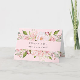 Overvloedige Rozen | Roze Bloemen bruiloft dank u Bedankkaart