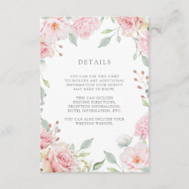 Overvloedige Rozen Roze Bloemen Bruiloft Gast Deta Informatiekaartje