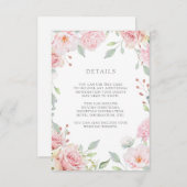 Overvloedige Rozen Roze Bloemen Bruiloft Gast Deta Informatiekaartje (Voorkant / Achterkant)