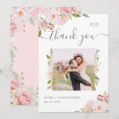 Overvloedige Rozen | roze bloemenbruiloft foto Bedankkaart (Voorkant / Achterkant)