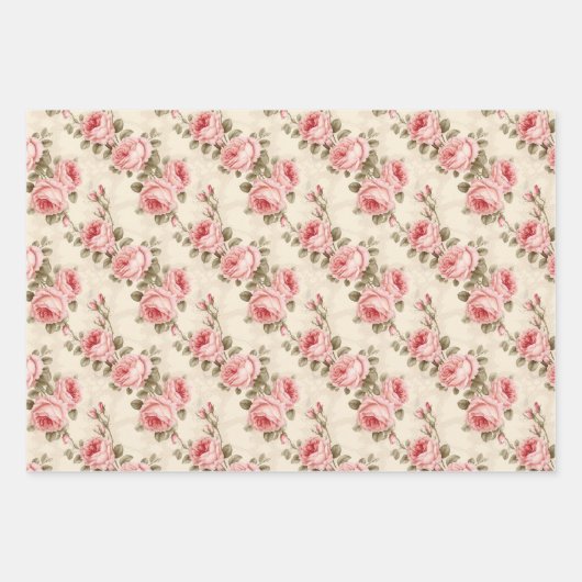 Overvloedige shabby chique bloemenboeket roze roze inpakpapier vel (Voorkant 2)