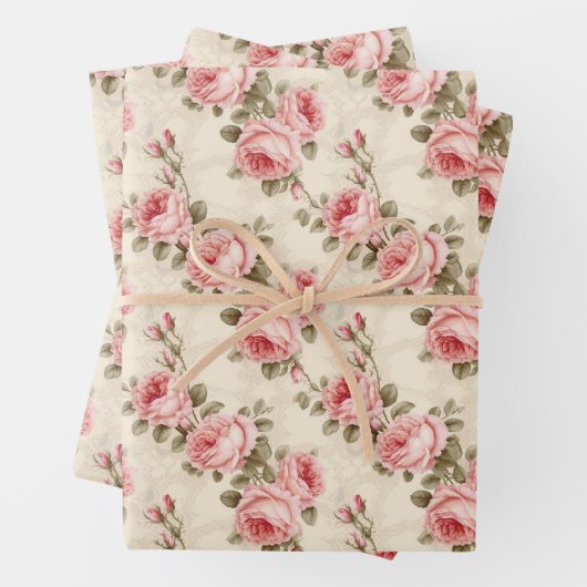 Overvloedige shabby chique bloemenboeket roze roze inpakpapier vel (In situ)