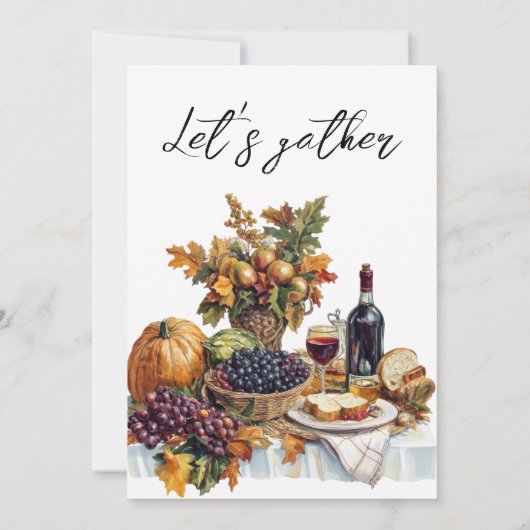 Overvloedige tafel Rustieke Thanksgiving Diner Pom Kaart (Achterkant)