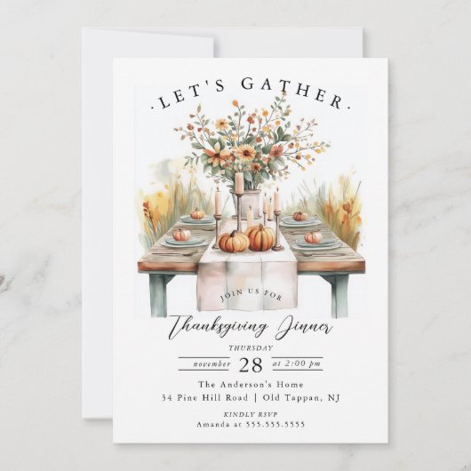 Overvloedige tafel Thanksgiving diner Kaart (Voorkant)