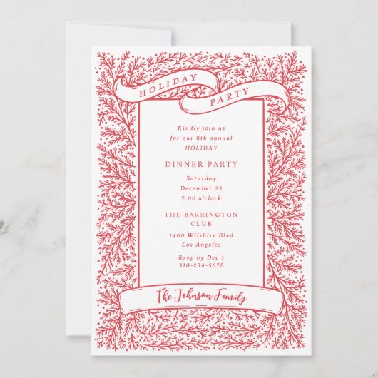 Overvloedige takken Rode en witte kerst Kaart (Voorkant)