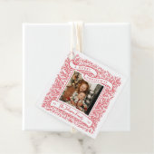 Overvloedige takken Rood en Wit Foto Kerstmis Bedankjes Labels (In situ)