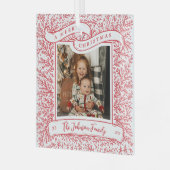 Overvloedige takken Rood en Wit Foto Kerstmis Glas Ornament (Voorkant links)