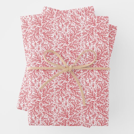 Overvloedige takken Rood en Wit Foto Kerstmis Inpakpapier Vel (In situ)