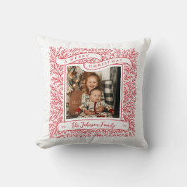 Overvloedige takken Rood en Wit Foto Kerstmis Kussen