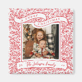 Overvloedige takken Rood en Wit Foto Kerstmis Magneet (Voorkant)