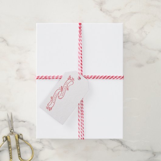 Overvloedige takken Rood en wit kerstlint Cadeaulabel (Met Touw)