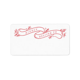 Overvloedige takken Rood en wit kerstlint Etiket