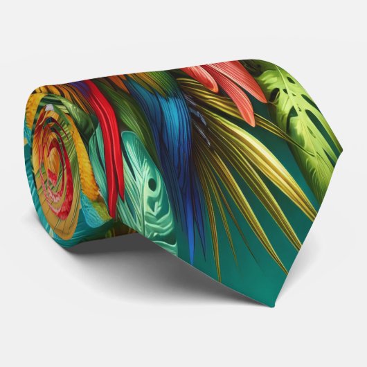 Overvloedige tropische papegaaien onder groen gebl stropdas (Opgerold)