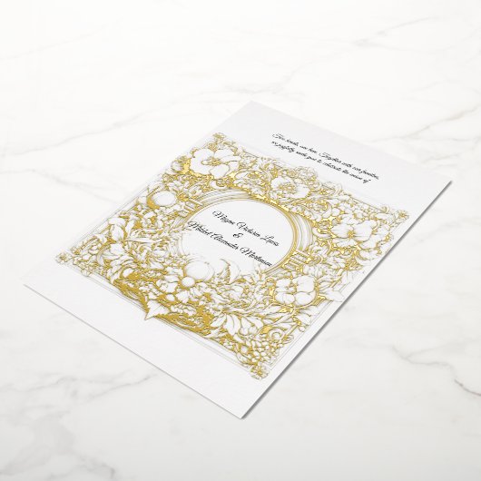 Overvloedige weelderige Acanthus, in goud, bruilof Folie Uitnodiging (Gedraaid)