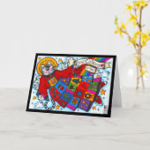 Overvloedige zegeningen Meowy kerstengewas Kaart (Gele Bloem)