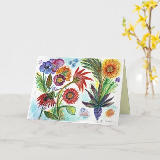 Overvloedige Zinnias Kaart (Gele Bloem)