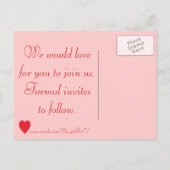 Overvloeiend rood hart, bruiloft Opslaan datums Br Aankondigingskaart (Achterkant)