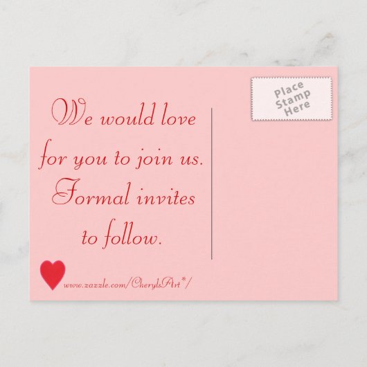 Overvloeiend rood hart, bruiloft Opslaan datums Br Aankondigingskaart (Achterkant)