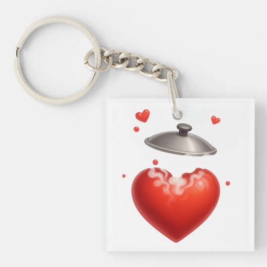 Overvloeiende Heart Pot: Steamy Love met Bubbling  Sleutelhanger (voorkant)