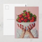 Overvloeiende kom aardbeien briefkaart (Voorkant / Achterkant)