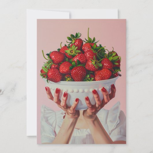 Overvloeiende kom aardbeien kaart (Voorkant)