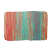 Overvloeilijnen Turquoise Bright Coral Red Stripe Badmat (Voorkant)