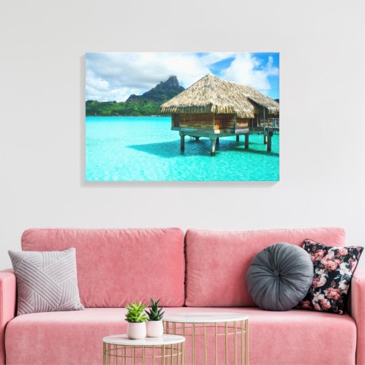 Overwater bungalow, Bora Bora canvas print (Insitu (Woonkamer))