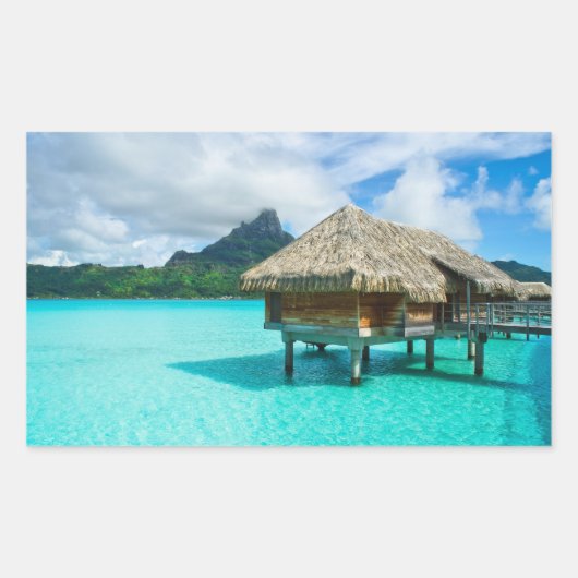 Overwater bungalow, Bora Bora rechthoekige sticker (Voorkant)