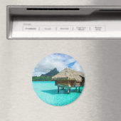 Overwater bungalow, Bora Bora ronde magneet (Insitu (Vaatwasser))