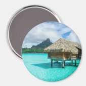 Overwater bungalow, Bora Bora ronde magneet (Voorkant / Achterkant)