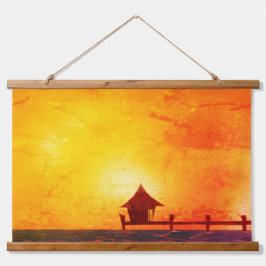 Overwater Bungalow Hut Houten Wandtapijt Hangend Wandkleed