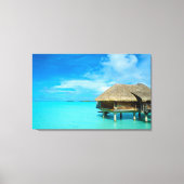 Overwater bungalow op Bora Bora canvas print (Voorkant)