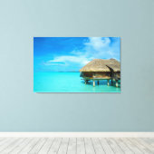 Overwater bungalow op Bora Bora canvas print (Insitu (Houten vloer))