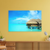Overwater bungalow op Bora Bora canvas print (Insitu (Woonkamer))