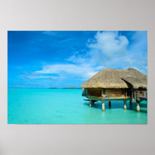 Overwater bungalow op Bora Bora Poster