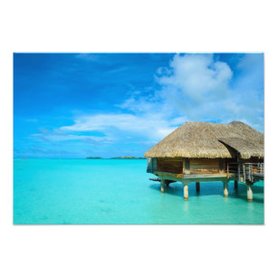 Overwater bungalow op Bora Bora print Foto Afdruk