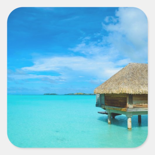 Overwater bungalow op Bora Bora sticker (Voorkant)