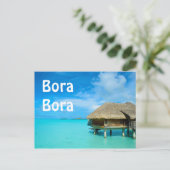 Overwater bungalow op Bora Bora text briefkaart (Staand voorkant)