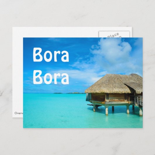Overwater bungalow op Bora Bora text briefkaart (Voorkant / Achterkant)