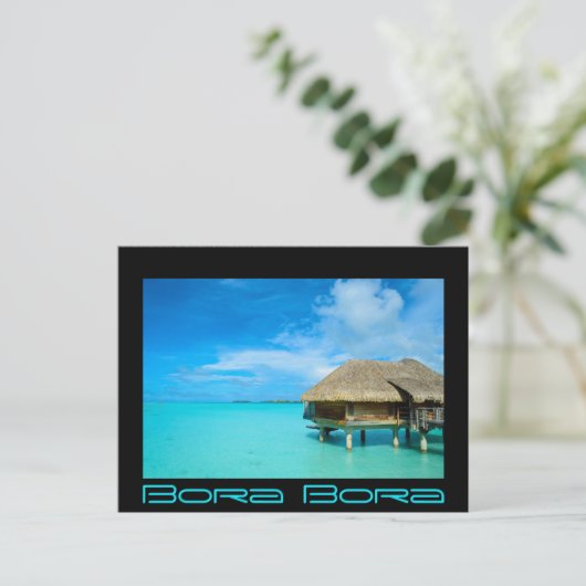 Overwater bungalow op het briefkaart Bora Bora (Staand voorkant)