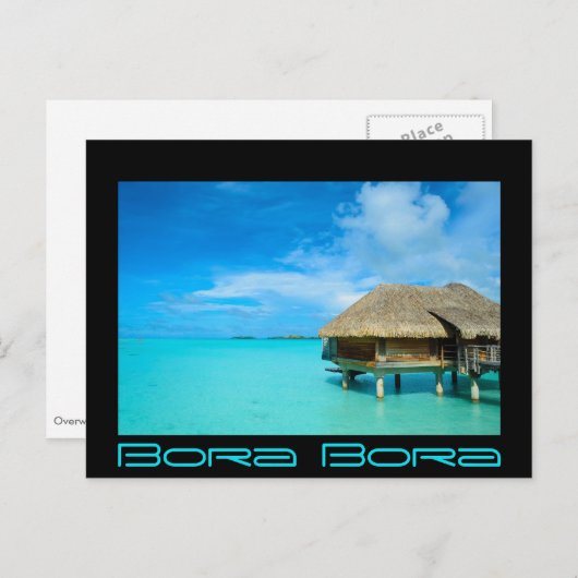 Overwater bungalow op het briefkaart Bora Bora (Voorkant / Achterkant)