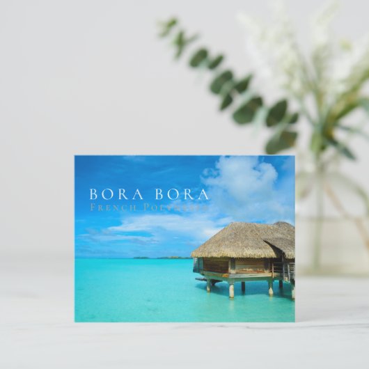 Overwater bungalow resort on Bora Bora Briefkaart (Staand voorkant)