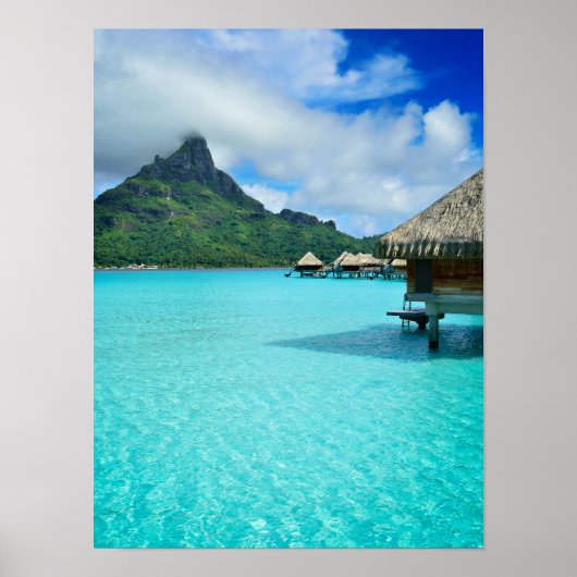Overwater bungalows op Bora Bora verticale poster (Voorkant)