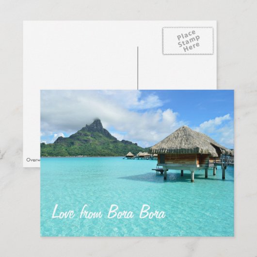 Overwater resort op Bora Bora briefkaart liefdeste (Voorkant / Achterkant)
